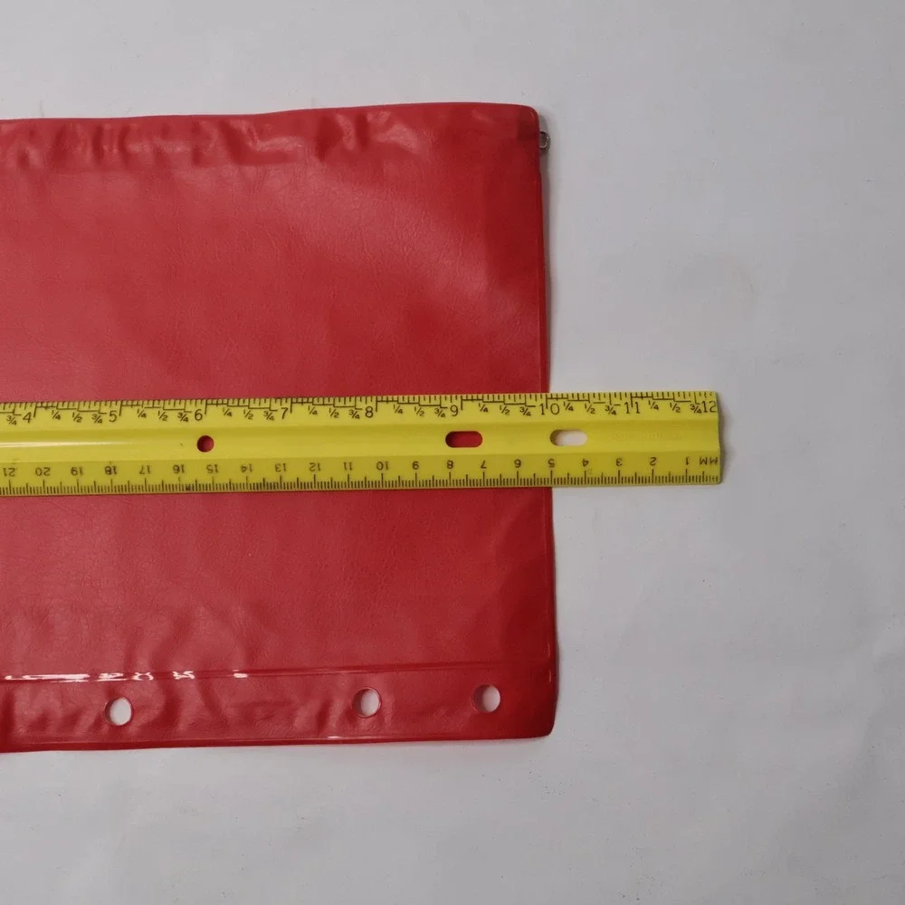 NEW VTG 90s Mead Plastic Red Zip‎ Pouch Pencil Case for Binder Clear Front NOS